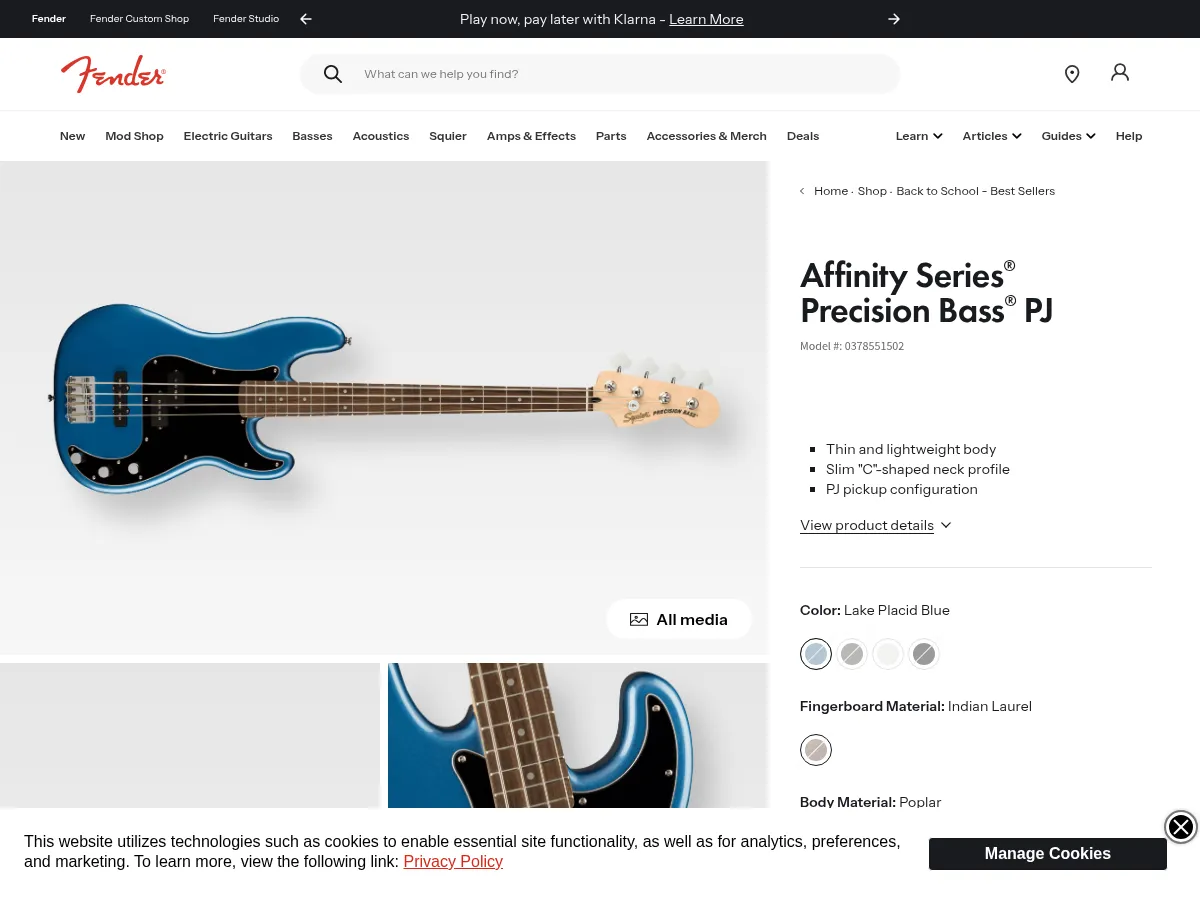 Squier Affinity Precision Bass PJ