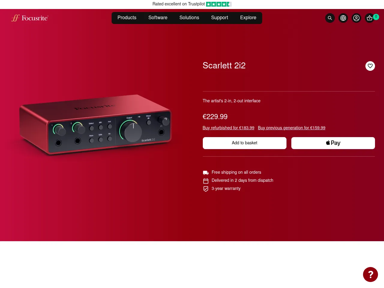 Focusrite Scarlett 2i2 4th Gen
