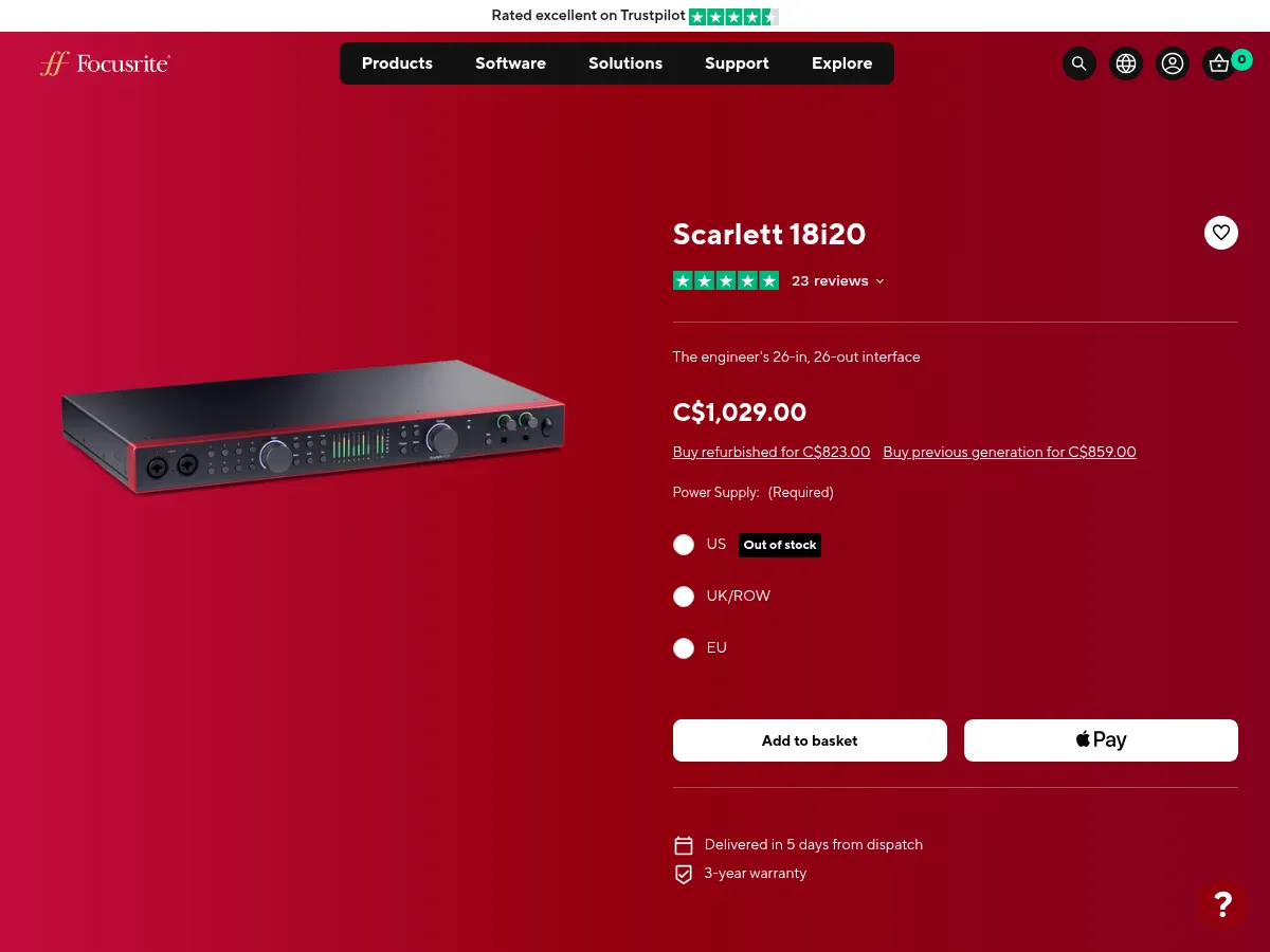 Focusrite Scarlett 18i20 4th Gen