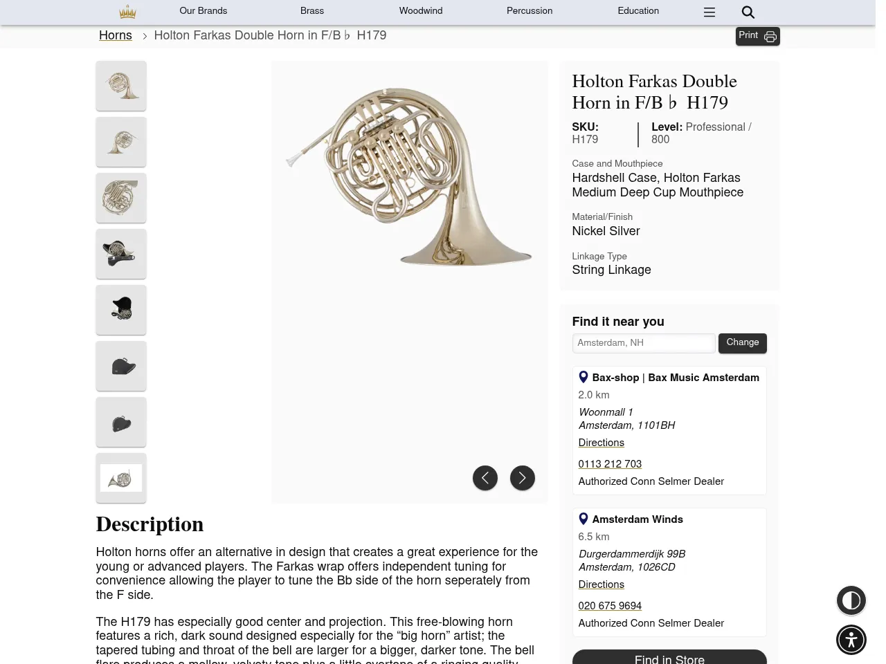 Holton H179 Farkas Professional Double French Horn