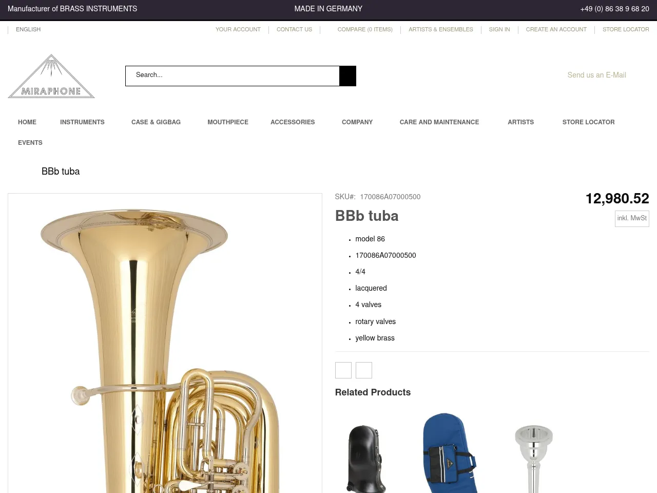 Miraphone 186-4U Bb Tuba
