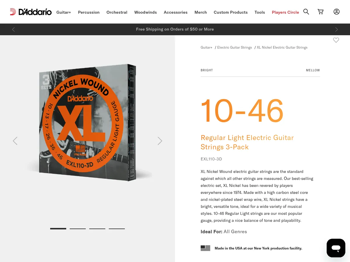 D'Addario EXL110 XL Nickel Wound Regular Light .010-.046