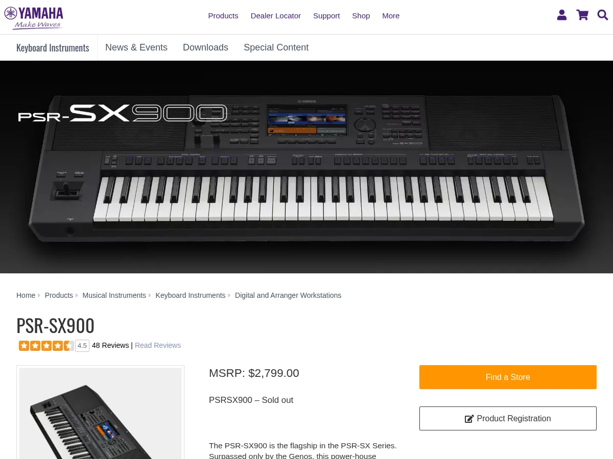 Yamaha PSR-SX900 Arranger Workstation