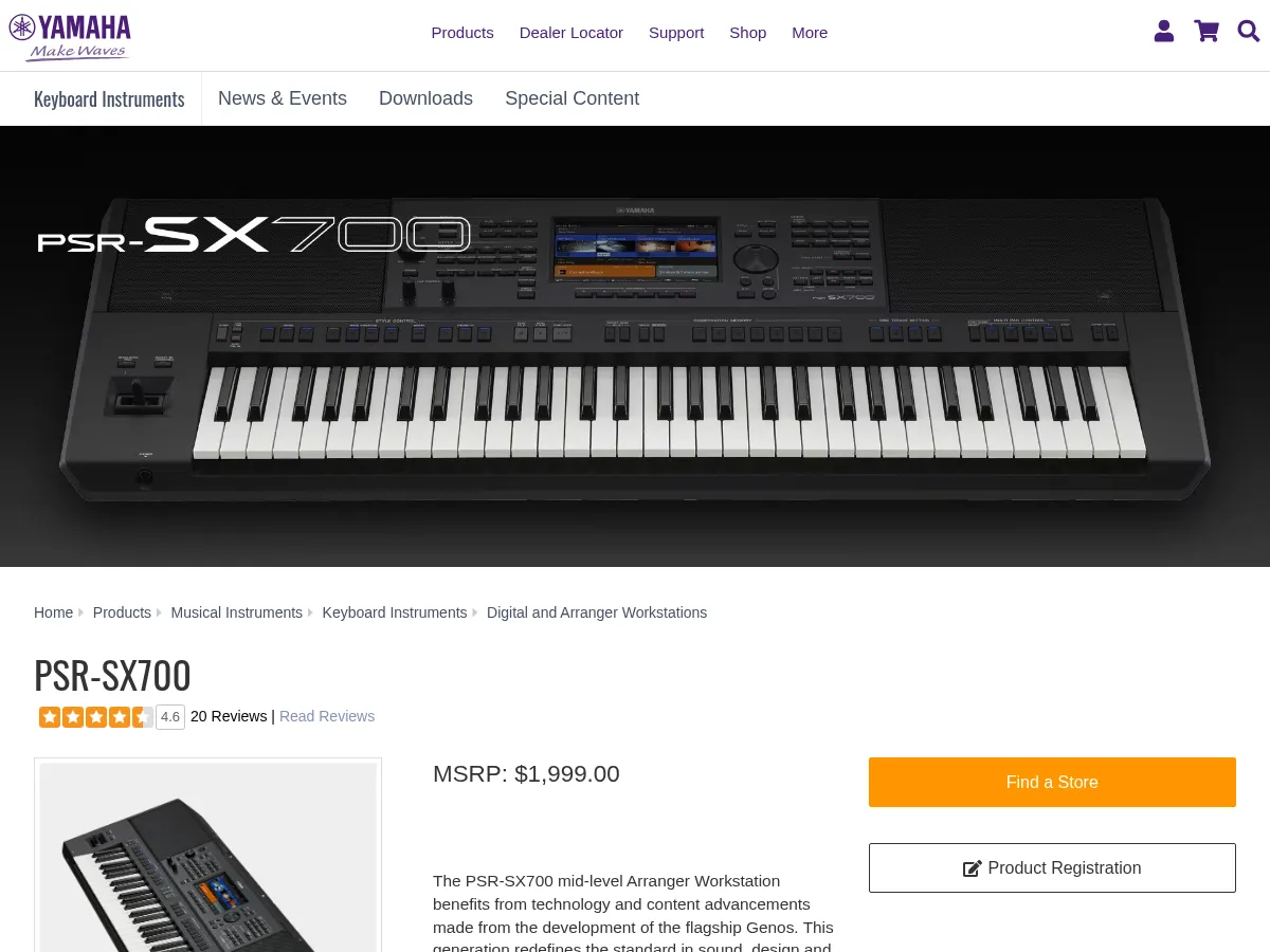 Yamaha PSR-SX700 Arranger Workstation