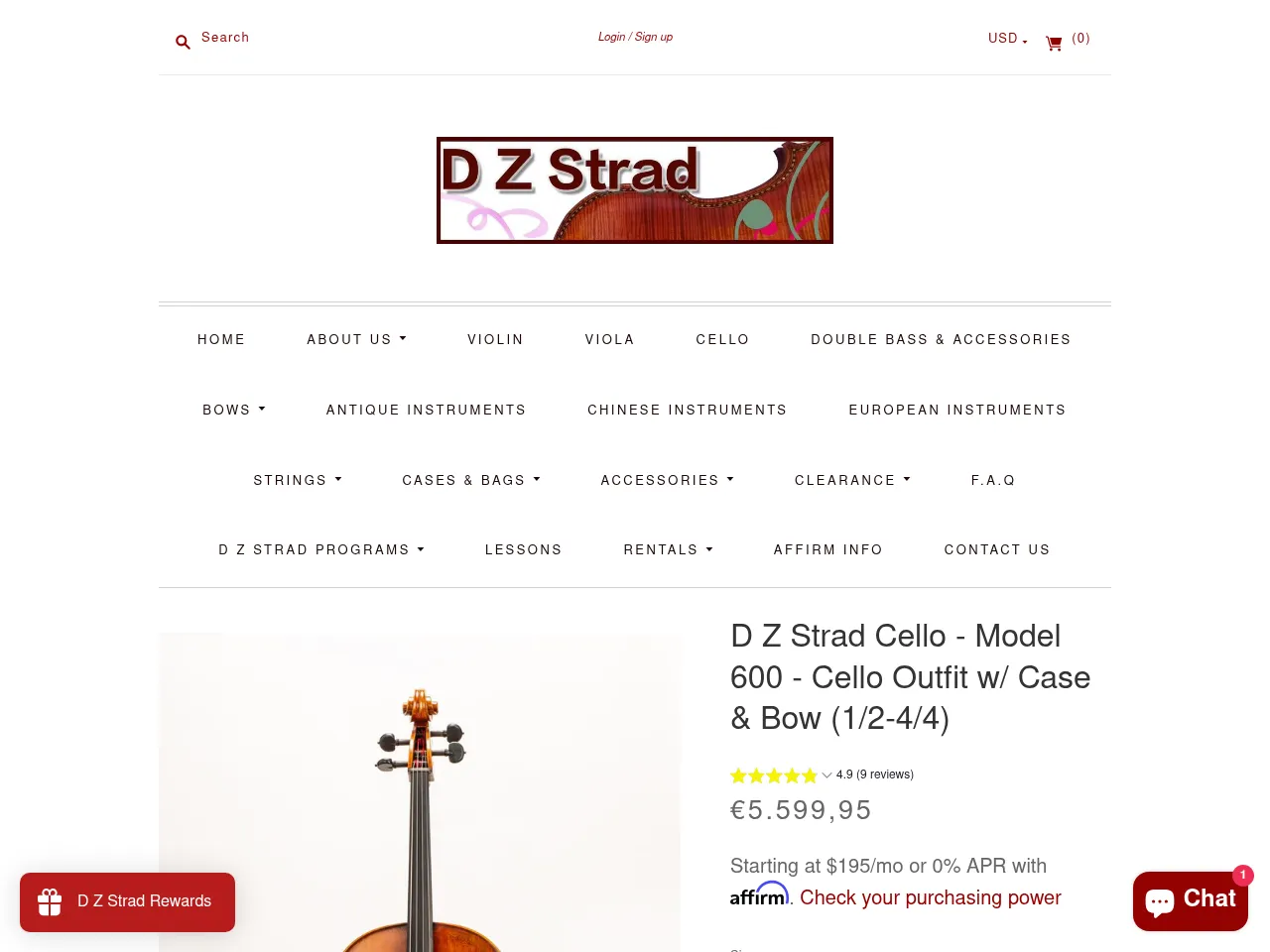 DZ Strad Model 600 Cello