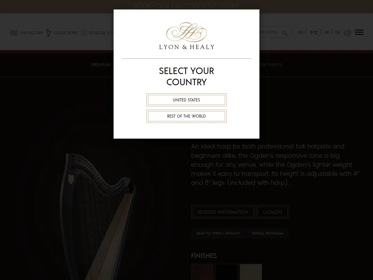 Lyon & Healy Ogden Lever Harp