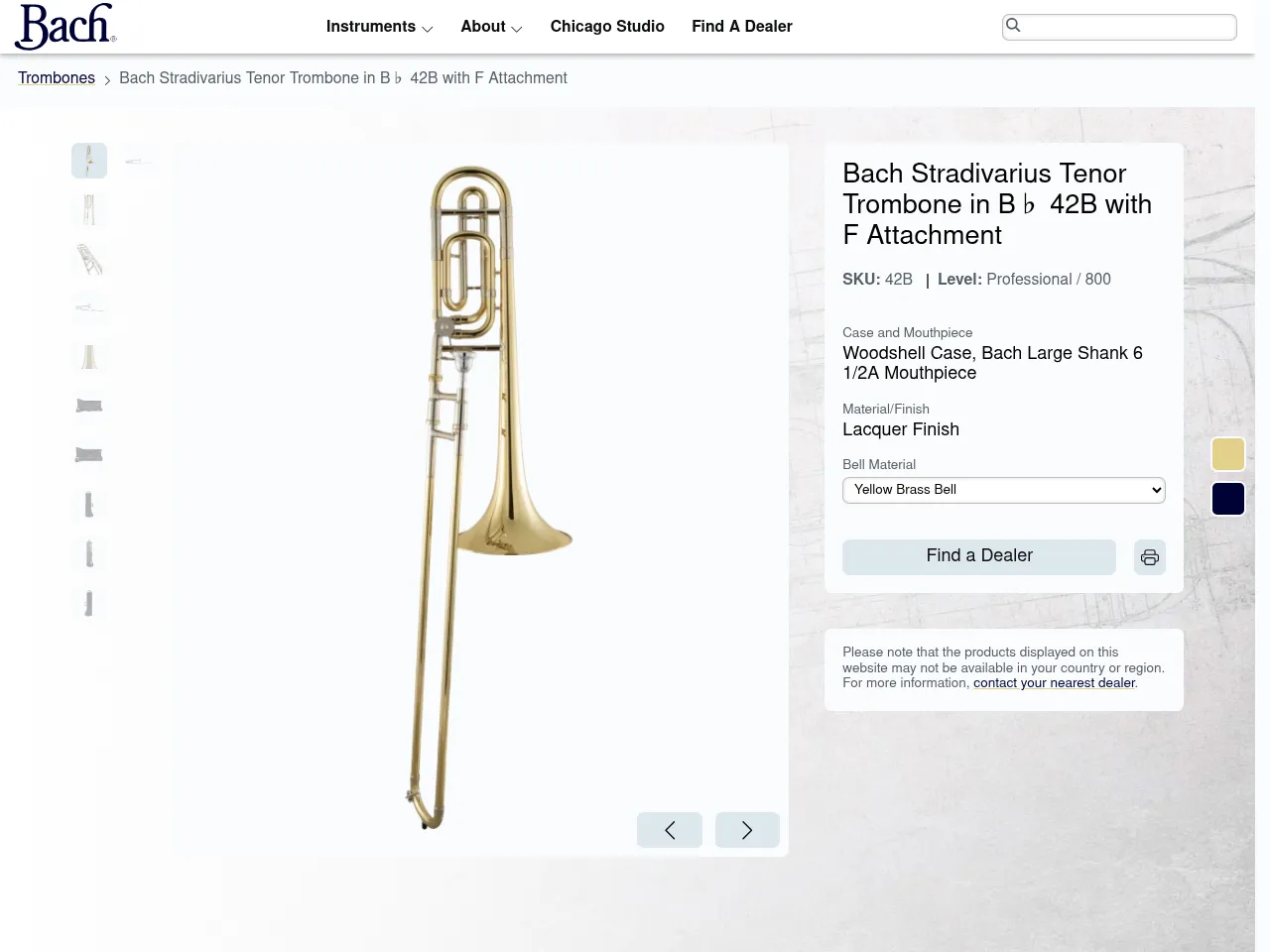 Bach 42B Stradivarius Professional Bb/F Tenor Trombone