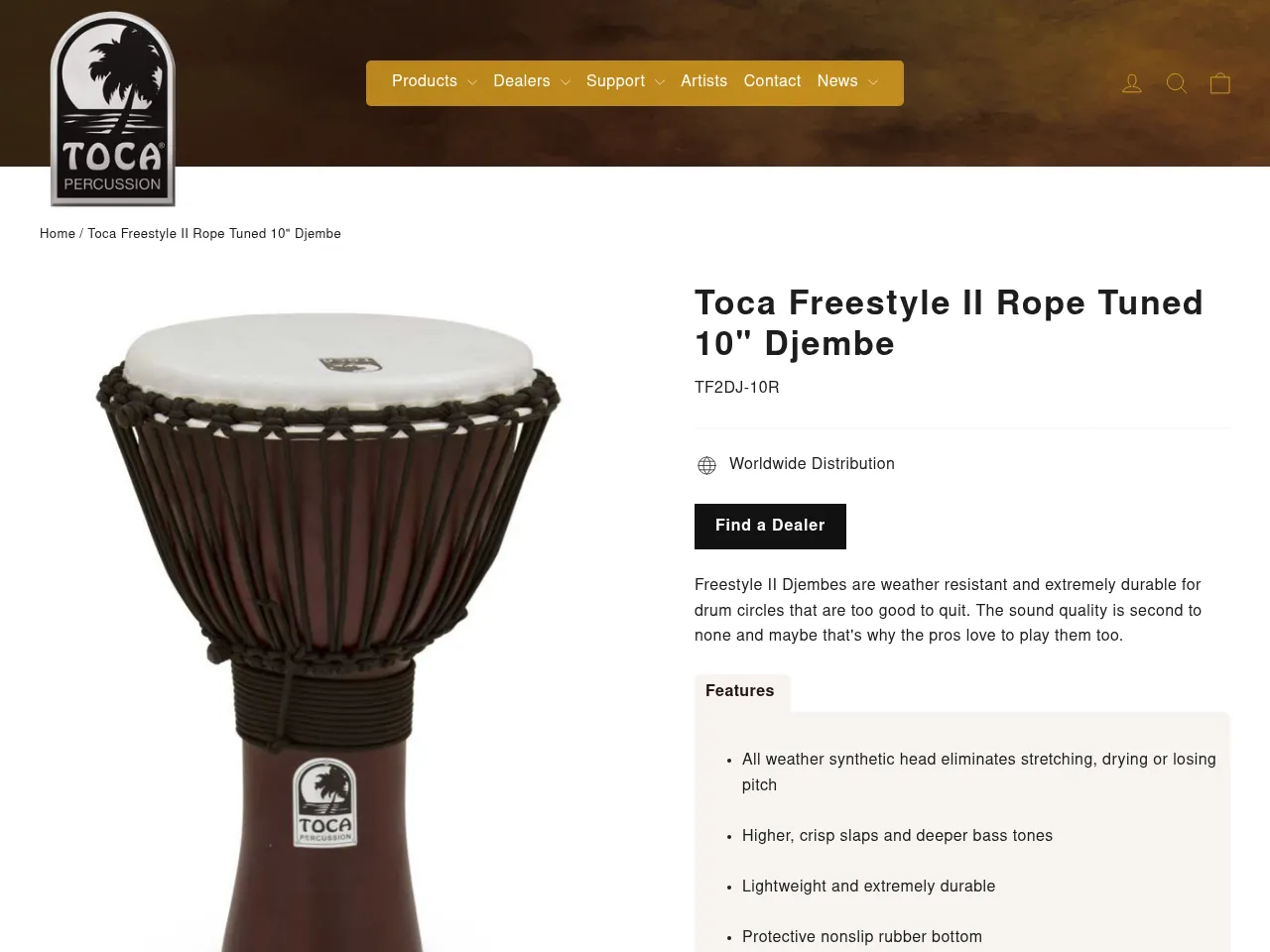 Toca Freestyle Rope-Tuned Djembe 10-inch