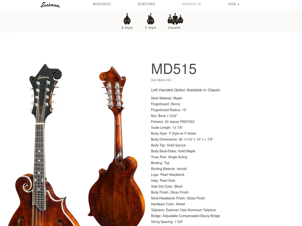 Eastman MD515 F-Style Mandolin
