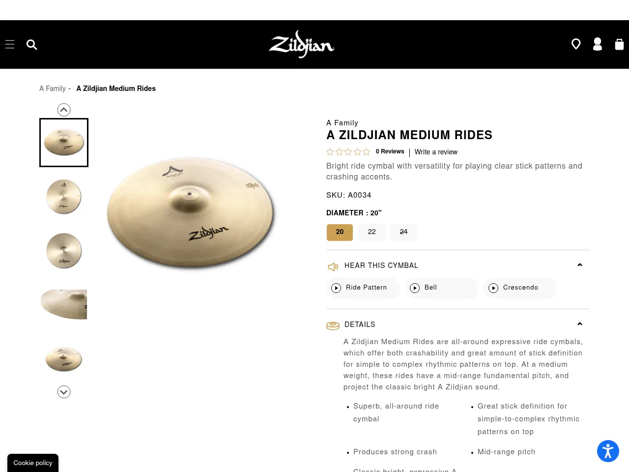 Zildjian A 20-inch Medium Ride