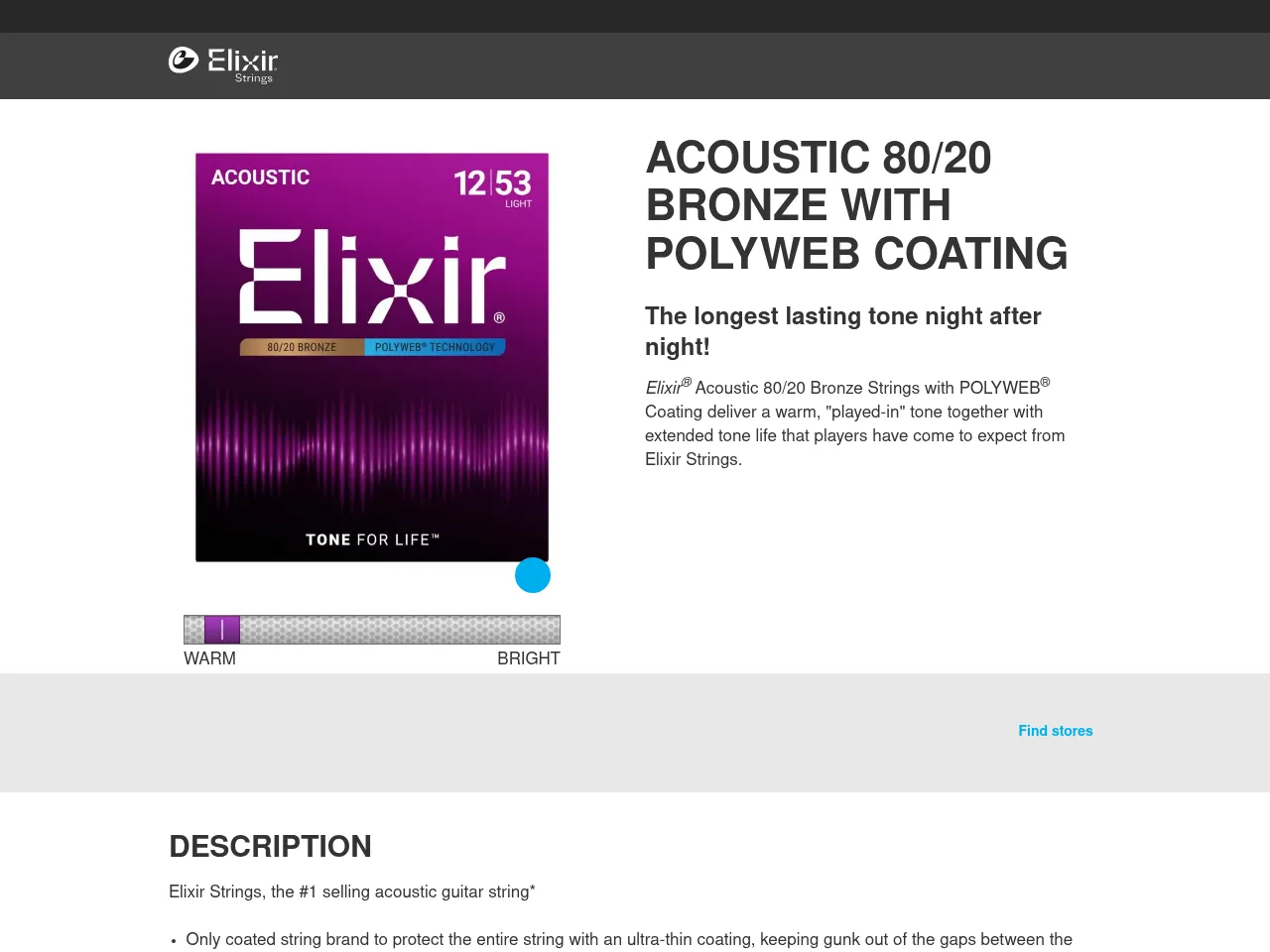 Elixir Polyweb Acoustic Guitar Strings Light .012-.053